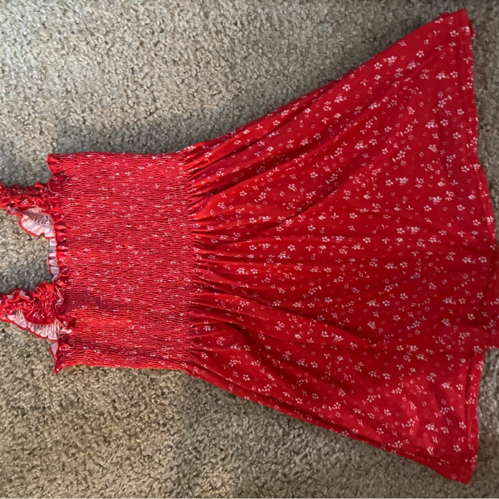 Red Floral Sleeveless Dress